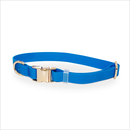 Waterproof Dog Collar, Blue, Lucky Dog Pet Company, sold through Sniff and Shift