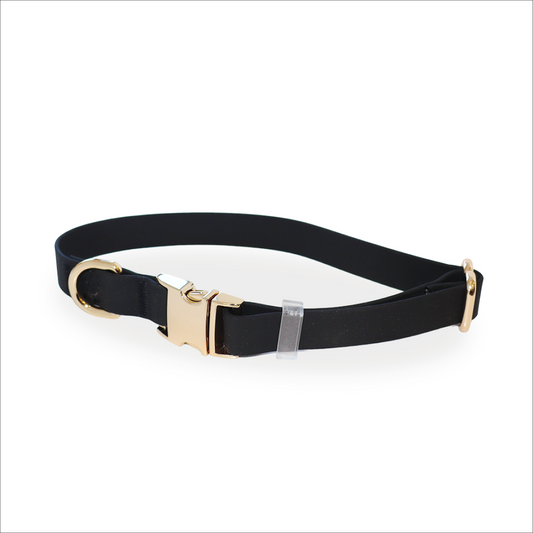 Waterproof Dog Collar, Black, Lucky Dog Pet Company, sold through Sniff and Shift