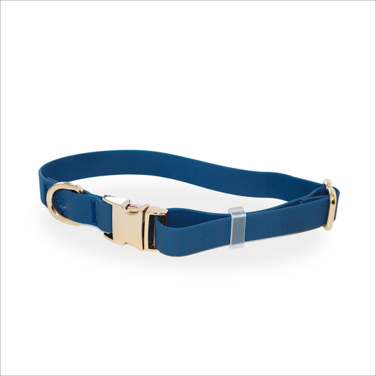 Waterproof Dog Collar, Navy, Lucky Dog Pet Company, sold through Sniff and Shift