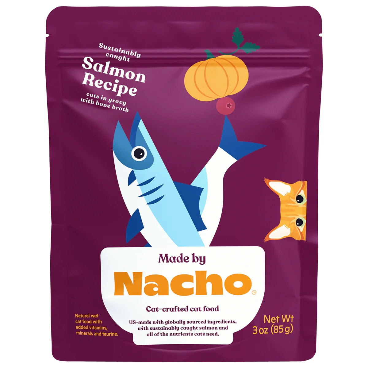 Made By Nacho Salmon In Gravy Cuts wet cat food pouch, 3oz