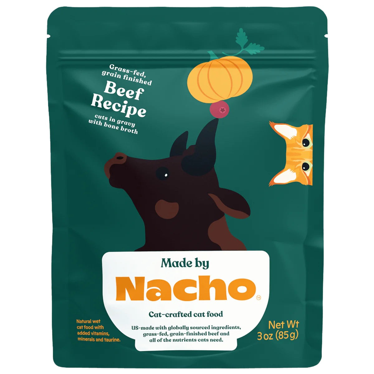 Made By Nacho Beef In Gravy Cuts wet cat food pouch, 3oz