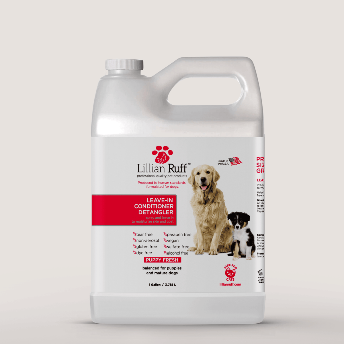 Leave in Conditioner & Detangler Spray, a gallon bottle for frequent grooming, Lillian Ruff, sold through Sniff and Shift