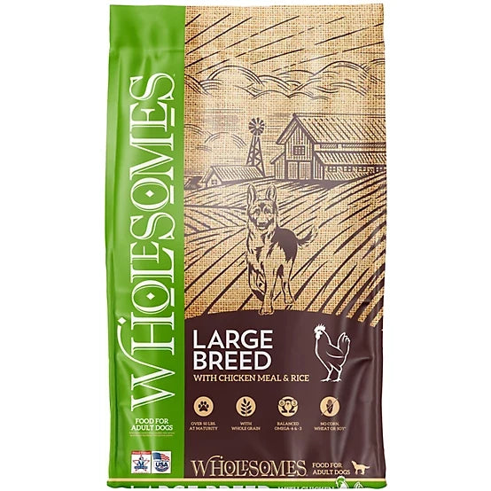 40 pound bag of Wholesomes Adult Large Breed dry dog food