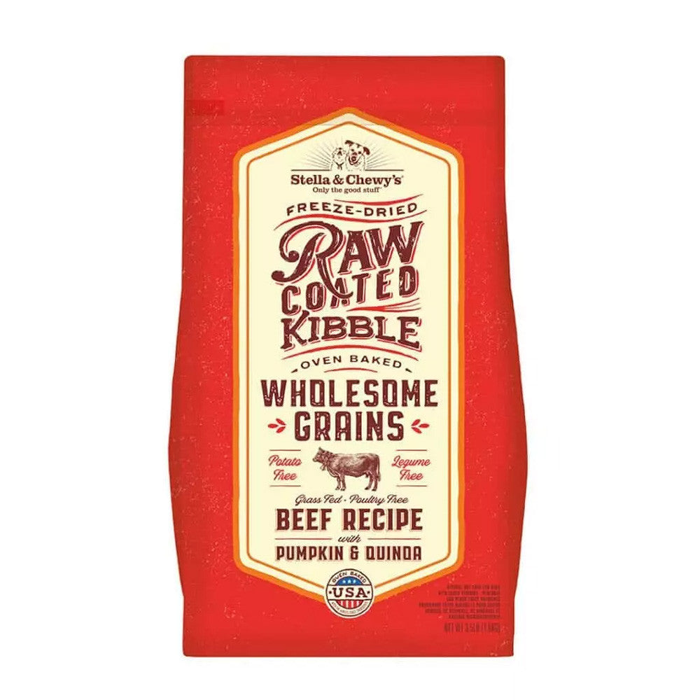 3.5lb bag of Stella & Chewy's Beef Recipe Raw Coated Kibble dry dog food