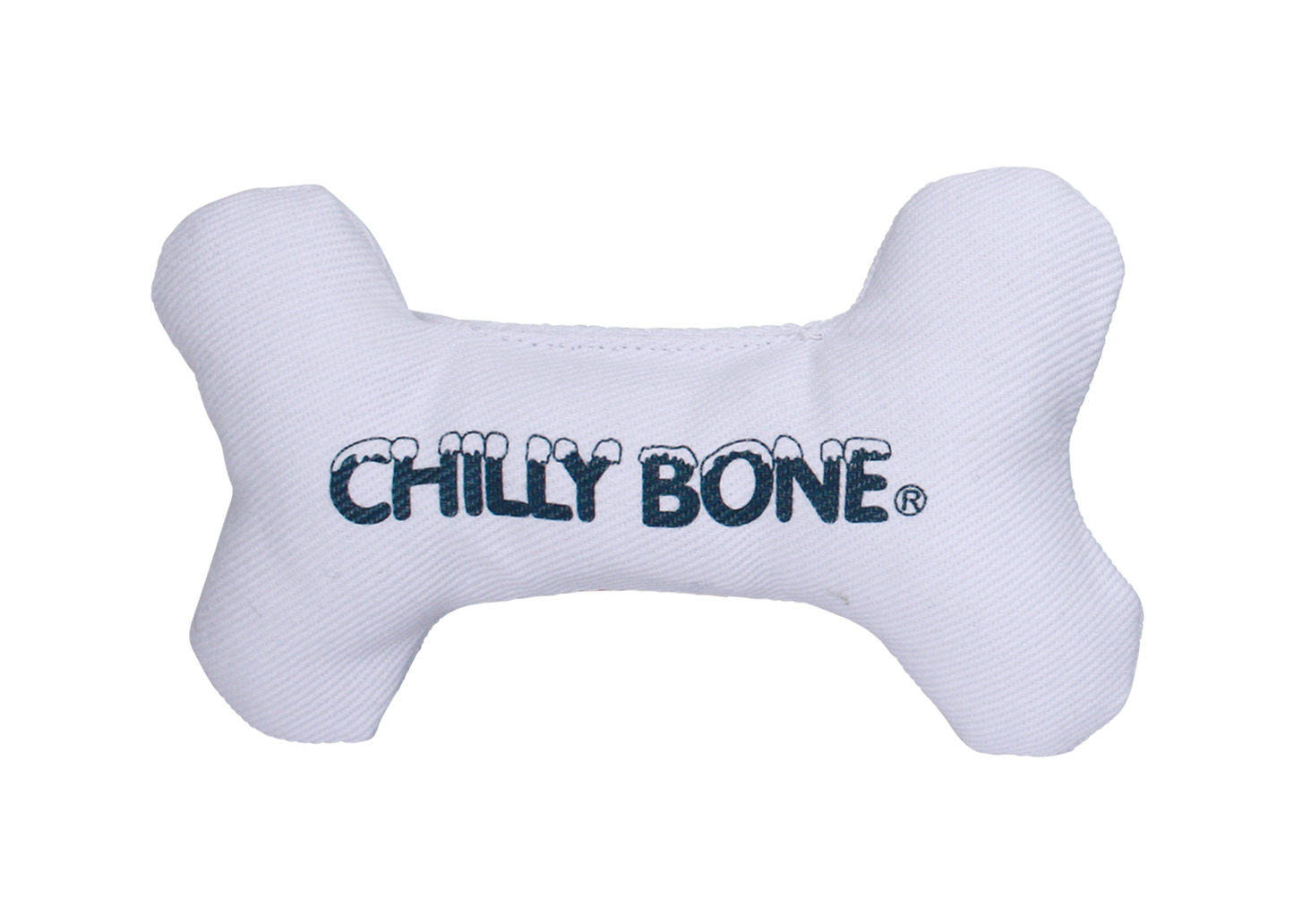 Multipet Chilly Bone dog toy in white, a freezable chew bone shape.