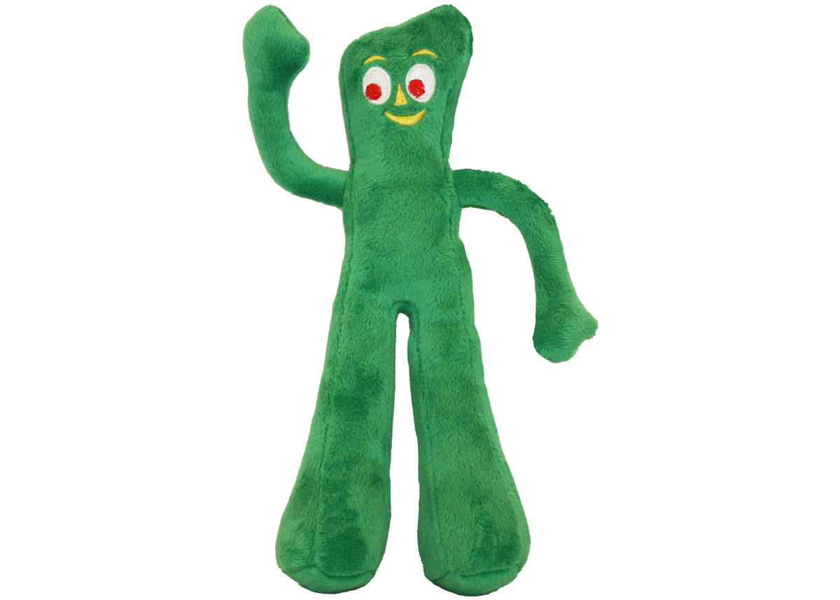 Multipet Gumby plush dog toy, 9 inch, classic green character.