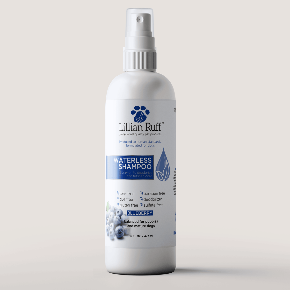 16 oz bottle of Waterless Shampoo in Blueberry, Lillian Ruff, sold through Sniff and Shift