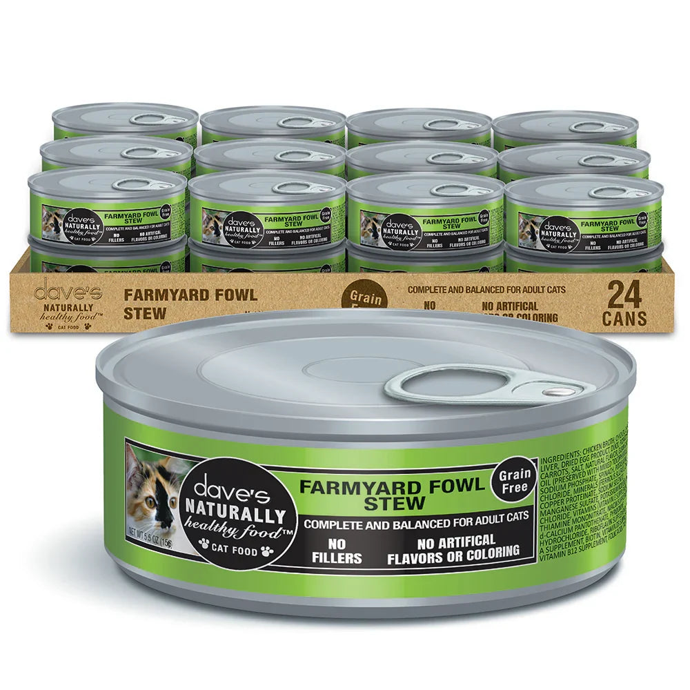 Dave's Naturally Healthy Fowl (chicken and duck) wet cat food, 5.5oz can