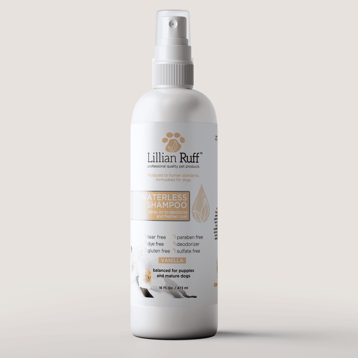 16 oz bottle of Waterless Shampoo in Vanilla, Lillian Ruff, sold through Sniff and Shift