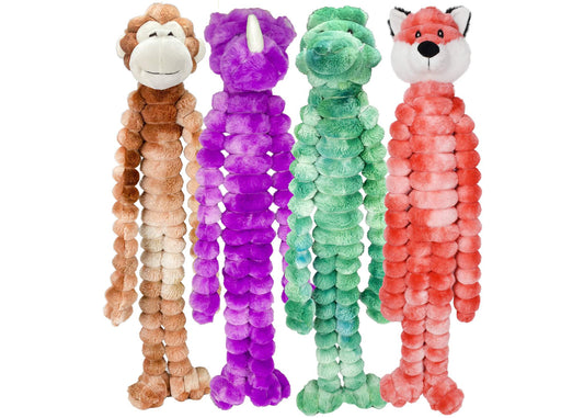 Multipet Crimpy Palz plush dog toy, 20 inch long-legged animal design.