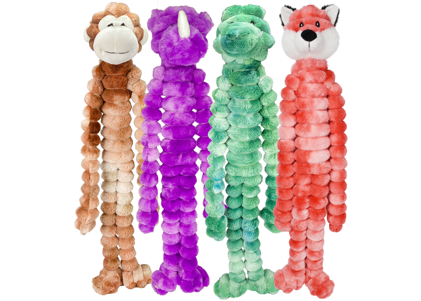 Multipet Crimpy Cuddlerz Medium plush dog toy, 18 inch assorted animal.