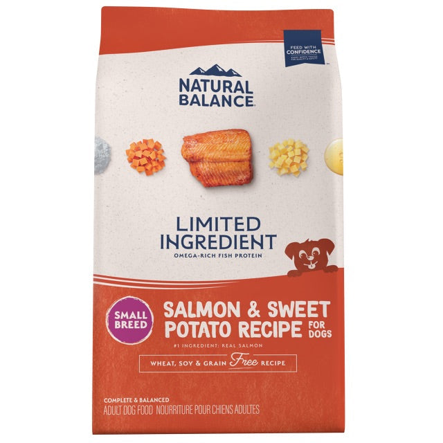 4lb bag of Natural Balance Limited Ingredient Salmon & Sweet Potato Small Breed dry dog food