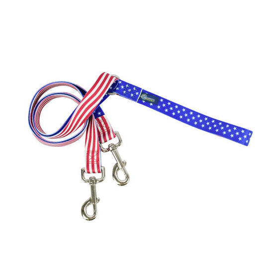 Star Spangled EarthStyle Double Connection Leash by 2 Hounds Design, sold through Sniff and Shift