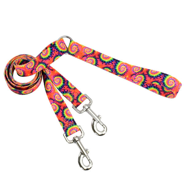Classic Tie-Dye EarthStyle Double Connection Leash by 2 Hounds Design, sold through Sniff and Shift