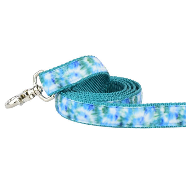 Teal Tie-Dye Velvet Dog Leash by 2 Hounds Design, sold through Sniff and Shift