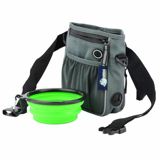 Treat Bag, Poop Bag Holder, and Handy Collapsible Water Bowl by 2 Hounds Design, sold through Sniff and Shift