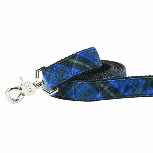 Midnight Winter Plaid Velvet Dog Leash by 2 Hounds Design, sold through Sniff and Shift