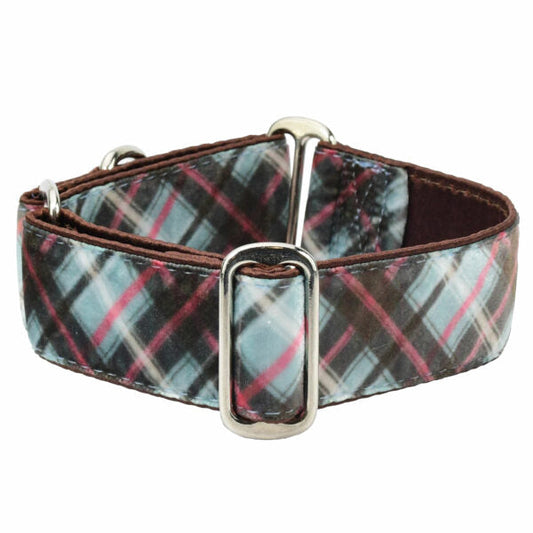 Jane’s Shirt Winter Plaid Elite Velvet Buckle Martingale Dog Collar by 2 Hounds Design, sold through Sniff and Shift