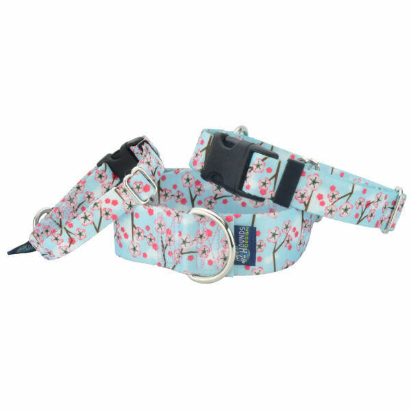 Cherry Blossoms EarthStyle Dog Collar by 2 Hounds Design, sold through Sniff and Shift