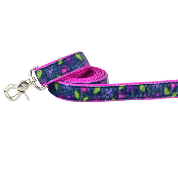 Midnight Dahlia Velvet Dog Leash by 2 Hounds Design, sold through Sniff and Shift
