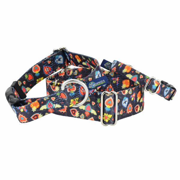 Gothic Hearts EarthStyle Buckle Martingale Dog Collar by 2 Hounds Design, sold through Sniff and Shift