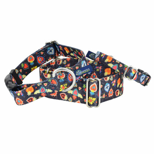 Gothic Hearts EarthStyle Buckle Martingale Dog Collar by 2 Hounds Design, sold through Sniff and Shift