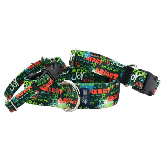 Holiday Graffiti EarthStyle Buckle Martingale Dog Collar by 2 Hounds Design, sold through Sniff and Shift