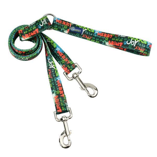 Holiday Graffiti EarthStyle Double Connection Leash by 2 Hounds Design, sold through Sniff and Shift