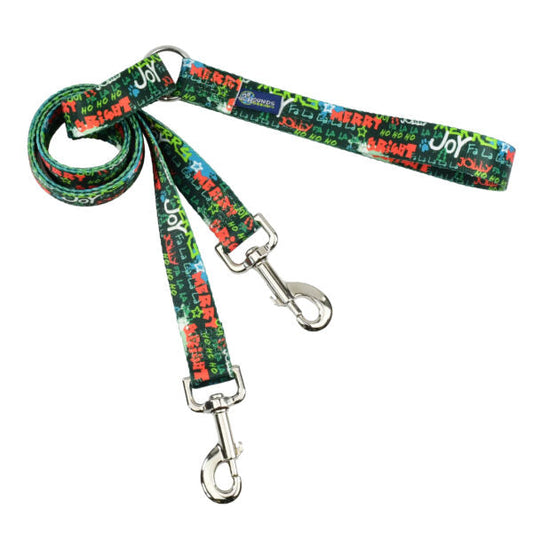 Holiday Graffiti EarthStyle Double Connection Leash by 2 Hounds Design, sold through Sniff and Shift