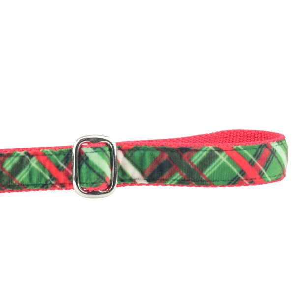 Christmas Plaid Green Velvet Dog Leash
