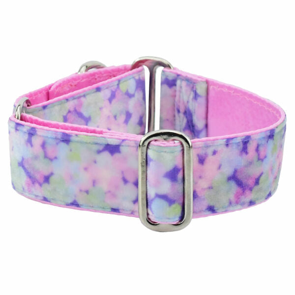 Hydrangea Elite Velvet Martingale Dog Collar by 2 Hounds Design, sold through Sniff and Shift