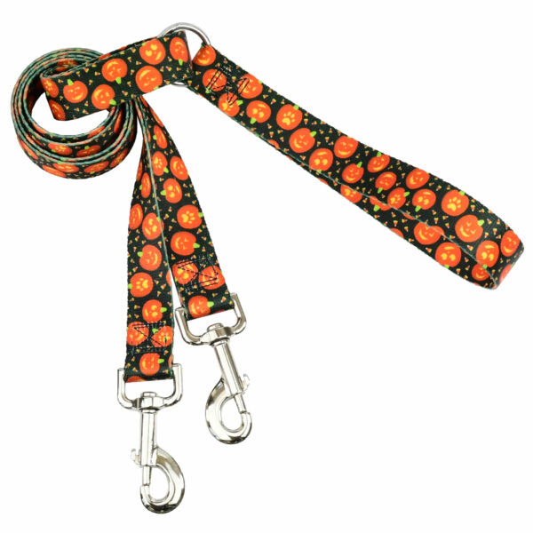Jack O Lantern EarthStyle Double Connection Leash by 2 Hounds Design, sold through Sniff and Shift