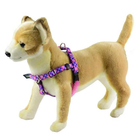 XXSmall Purple & Pink Plaid Freedom No-Pull Harness 13″-16″ Chest by 2 Hounds Design, sold through Sniff and Shift