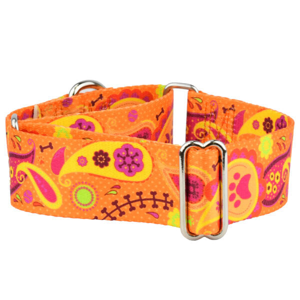 Orange Paisley EarthStyle Martingale Dog Collar