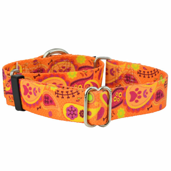 Orange Paisley EarthStyle Martingale Dog Collar