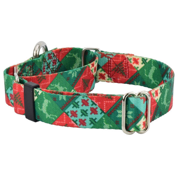 Christmas Patchwork EarthStyle Martingale Dog Collar