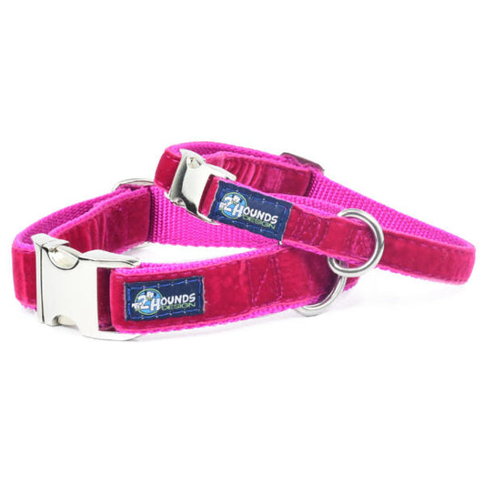Raspberry Velvet Essential Martingale Dog Collar by 2 Hounds Design, sold through Sniff and Shift