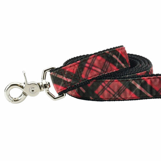Classic Winter Plaid Velvet Dog Leash by 2 Hounds Design, sold through Sniff and Shift
