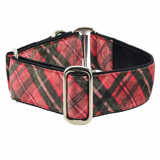 Classic Winter Plaid Elite Velvet Buckle Martingale Dog Collar by 2 Hounds Design, sold through Sniff and Shift