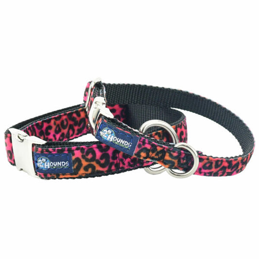 Wild Kitty Pink Velvet Essential Dog Collar by 2 Hounds Design, sold through Sniff and Shift