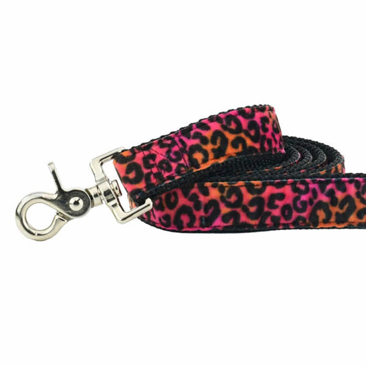 Wild Kitty Pink Velvet Dog Leash by 2 Hounds Design, sold through Sniff and Shift