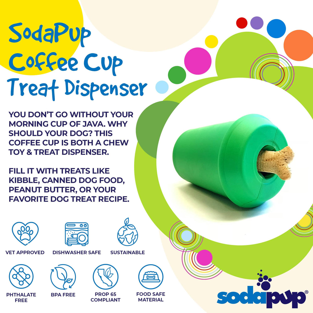 Coffee Cup Rubber Chew Toy and Dispenser