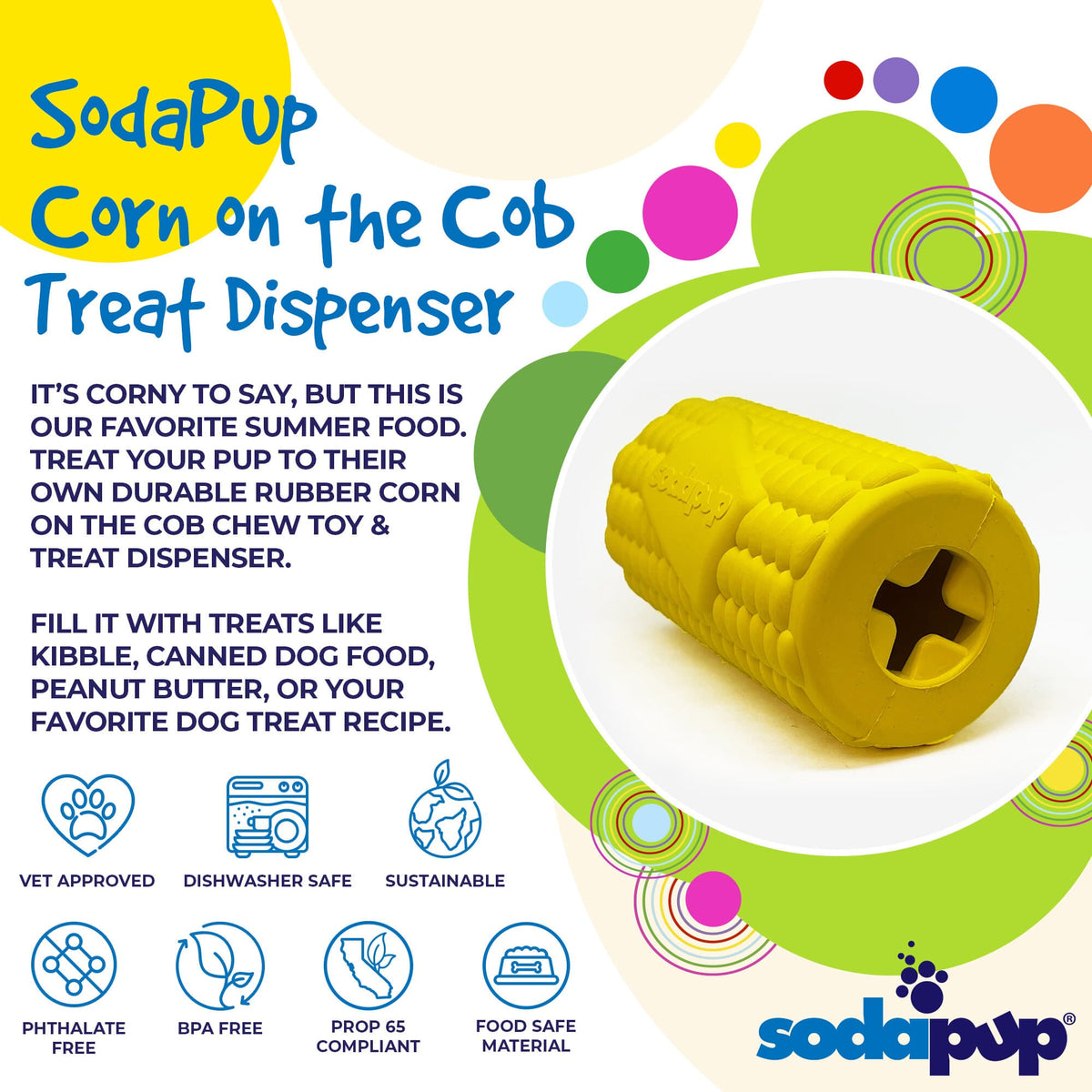 Corn on the Cob Rubber Treat Dispenser