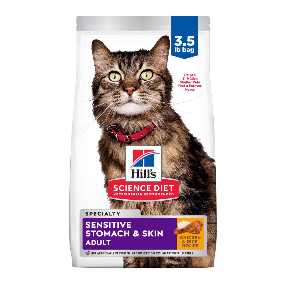Hill's Science Diet Adult Sensitive Stomach & Skin Chicken & Rice dry cat food bag
