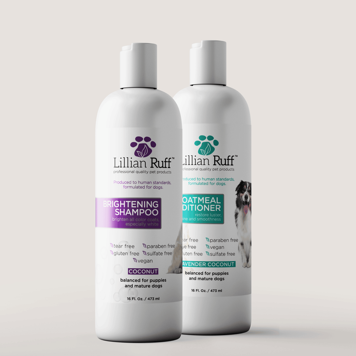 Two-bottle Brightening Shampoo and Oatmeal Conditioner Set, Lillian Ruff, sold through Sniff and Shift