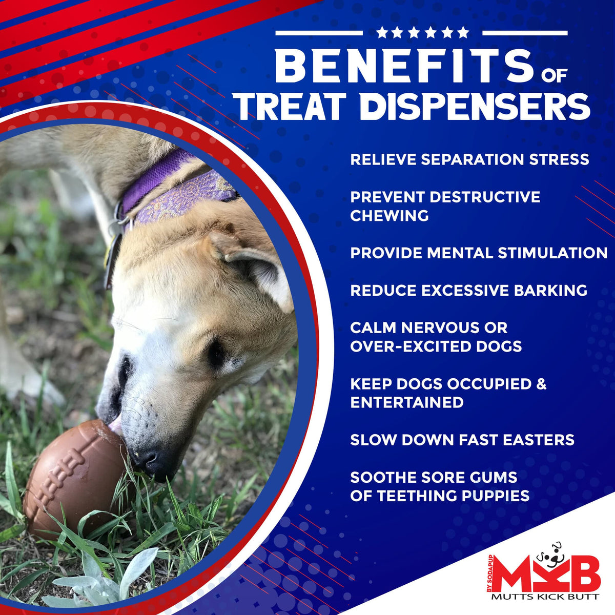 Football Rubber Chew Toy & Treat Dispenser Large