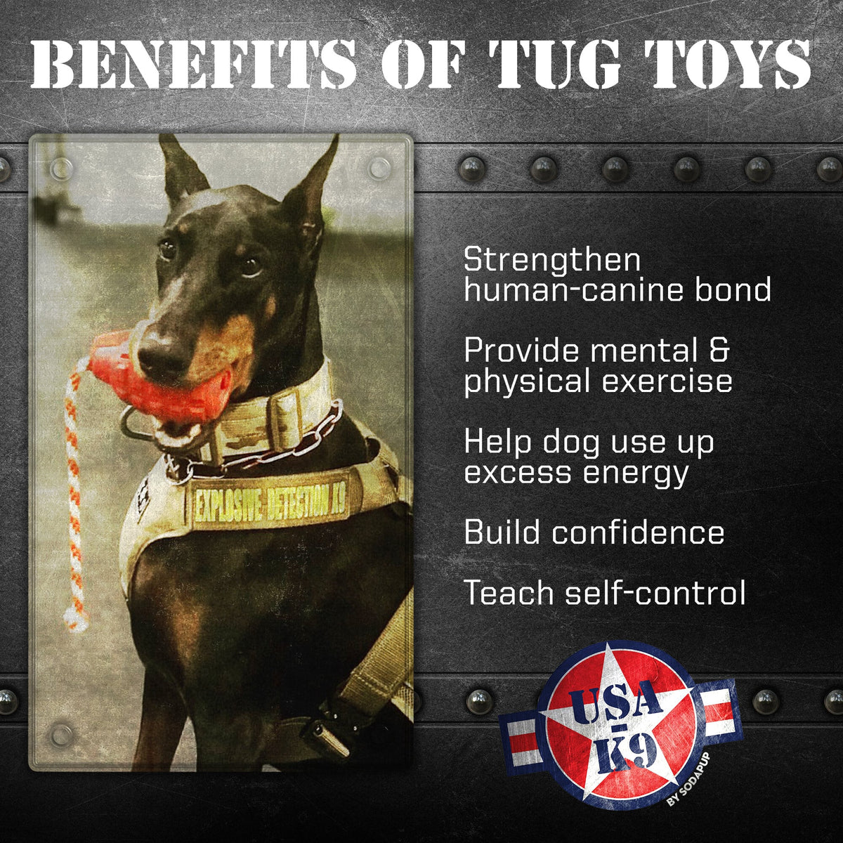 USA-K9 Grenade Rubber Toy Steel Blue
