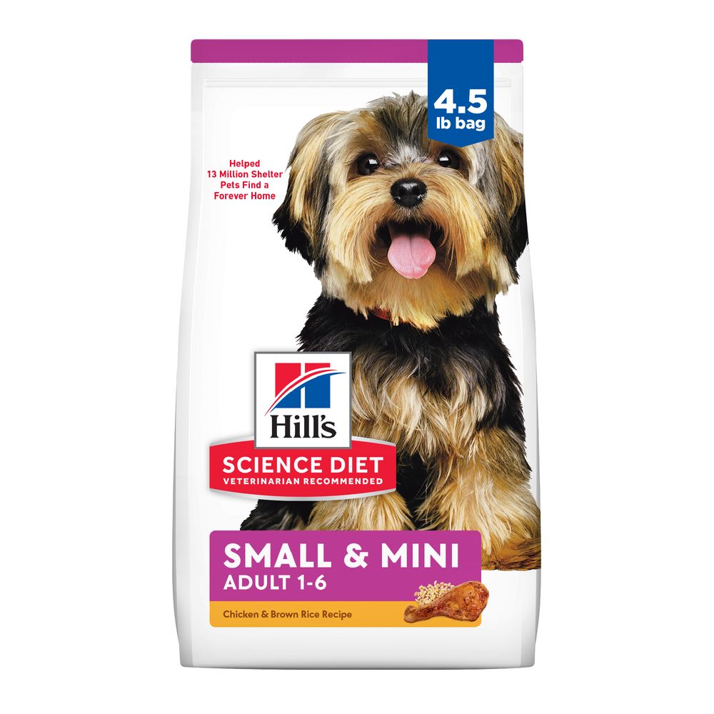 Bag of Hill's Science Diet Adult Small and Mini Chicken Meal and Rice Recipe dry dog food