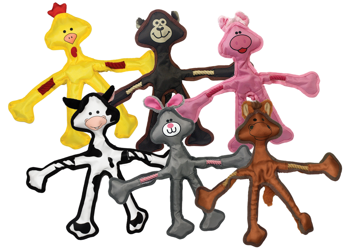 Multipet Skele-Ropes nylon and rope dog toy, 15 inches, assorted animal shapes