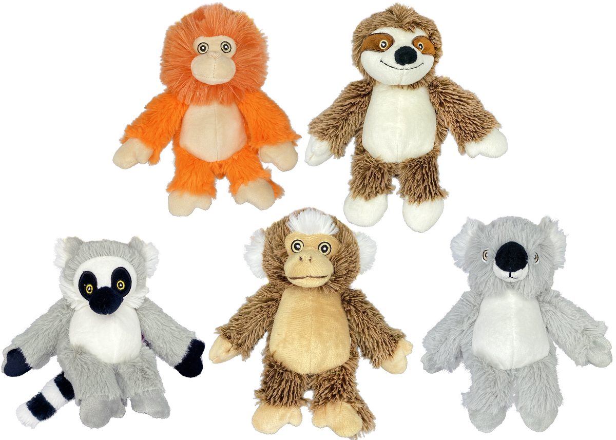 Multipet Minipet Bark Buddies plush dog toy, 6 inches, assorted animal shapes